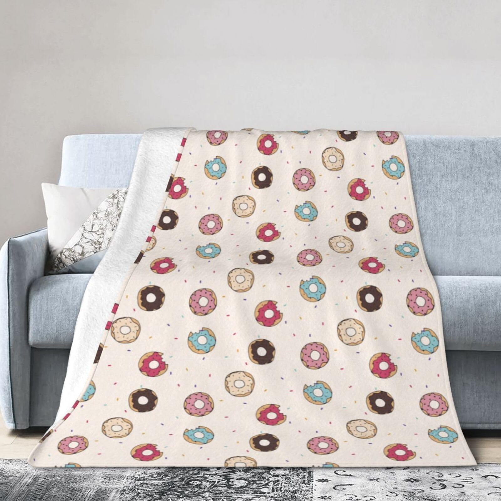 Noble Ren Colored Doughnuts Ultra-Soft Micro Fleece Blanket Winter Warm Soft Lannel Fleece Throw Blanket For Couch Sofa Bed 80"X60"
