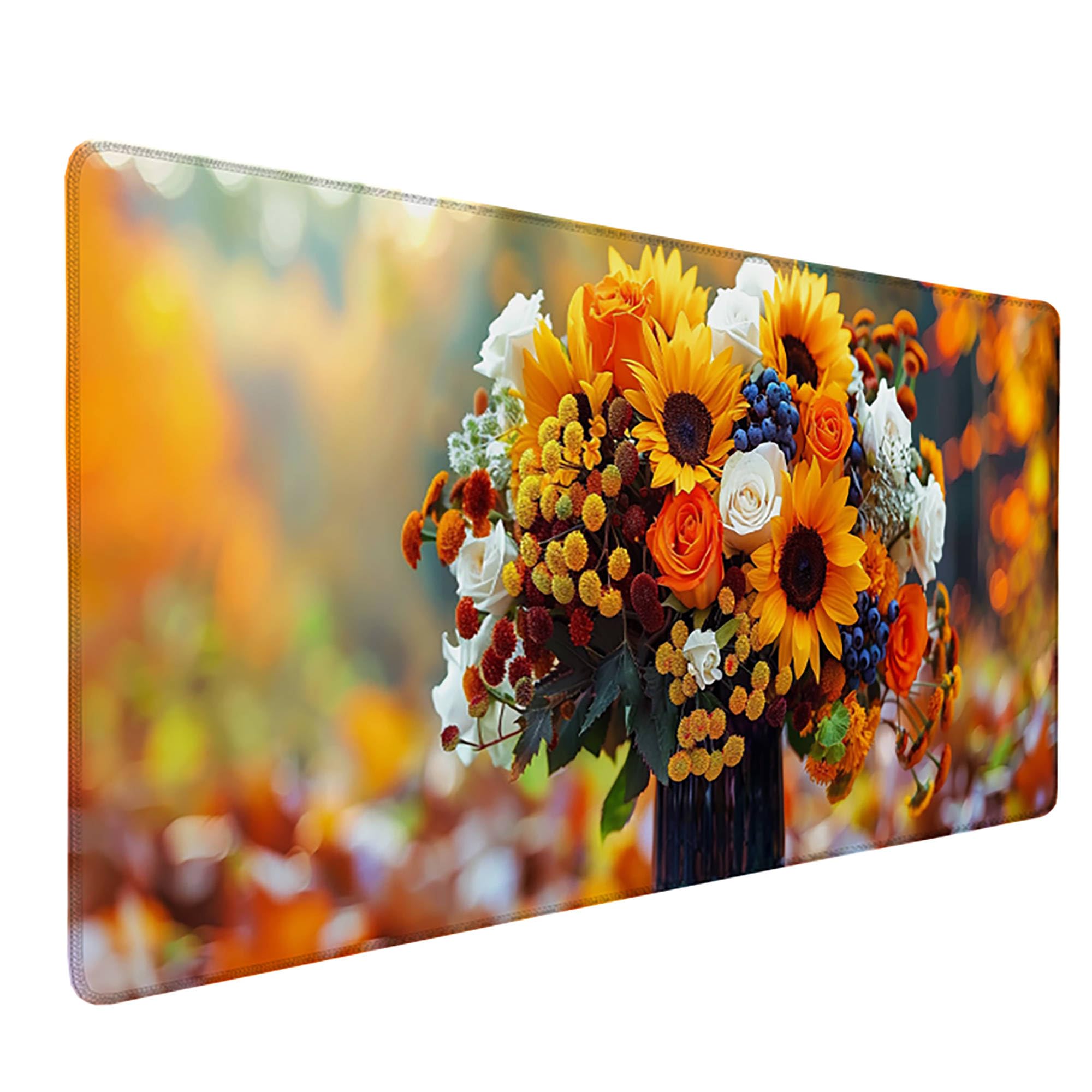Żółta podkładka pod mysz XXL, podkładka na biurko, 1200 x 600 cm, szyte krawędzie, podkładka pod mysz, gumowa podstawa, słonecznik, podkładka pod mysz, stabilna przyczepność na gładkich
