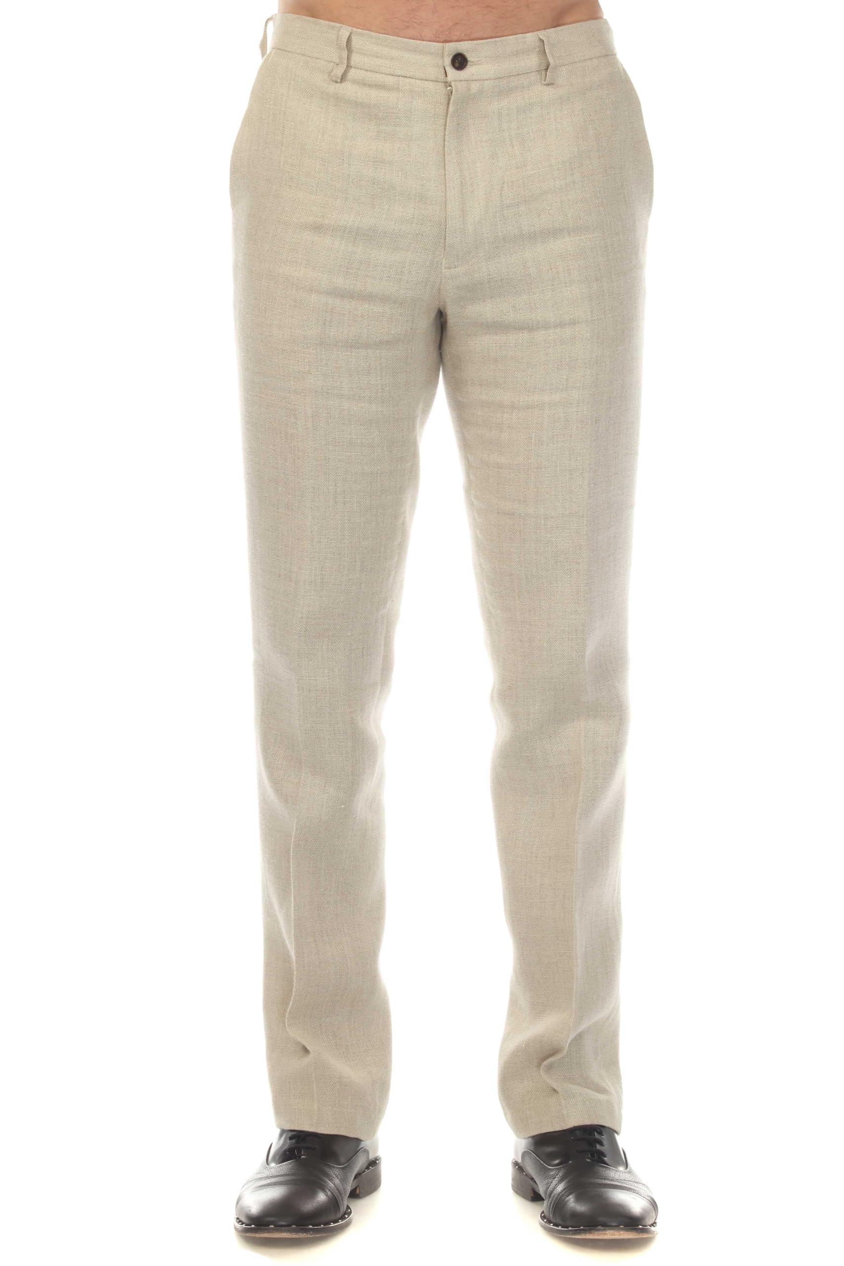 Mojito Collection Mens Modern Fit Casual Resort Wear 100 Natural Linen Flat Front Dress Pants