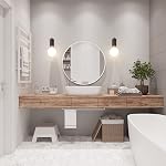 Growsun 24'' Bathroom Mirror, White Round Mirror for Bathroom Vanity, Circle Mirror Wall Decor for Living Room, Bedroom, Entryway