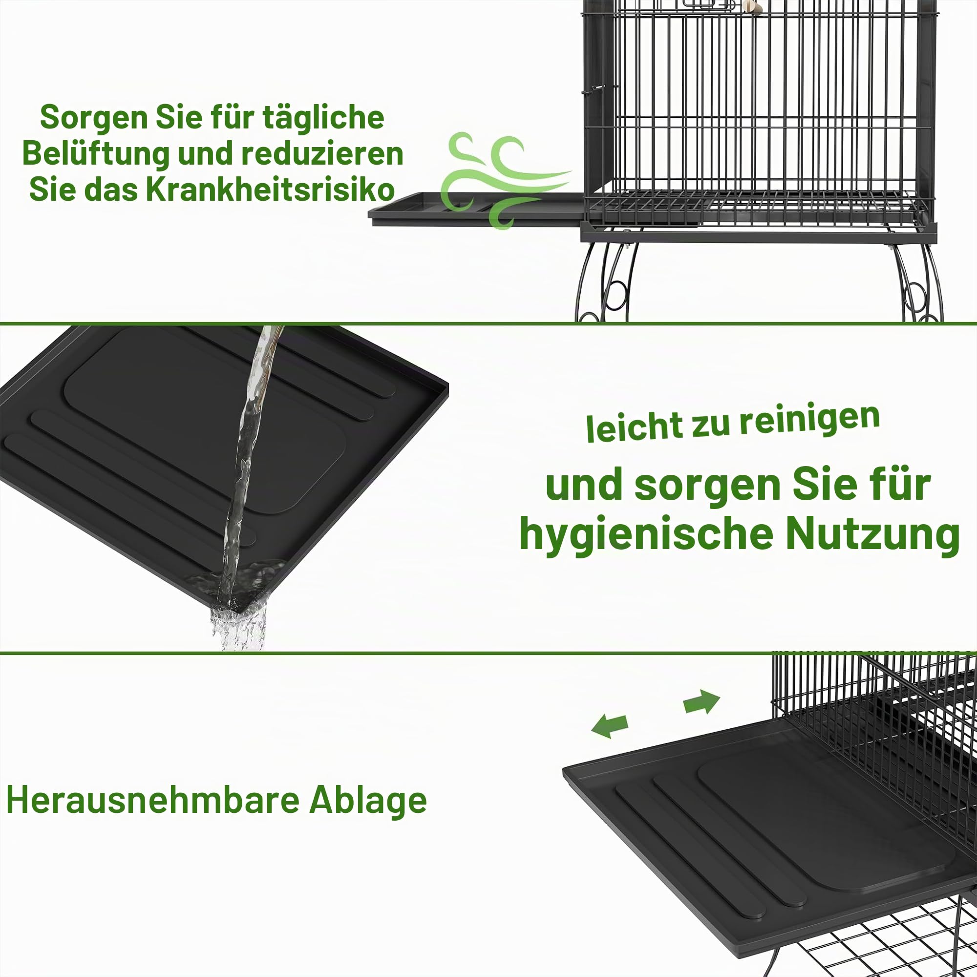 Froadp Vogelvoliere Vogelkäfig mit Ständer und Rollen Groß Wellensittichkäfig Metall Vogelhaus mit Holzstangen und Futternäpfe Voliere Käfig Tierkäfig für Papageien Tauben Sittiche Finken (Typ B)