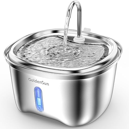 Fuente de agua para gatos de acero inoxidable, fuente de agua para mascotas de 120 oz3.5 L para gatos en interiores, fuentes automáticas para gatos