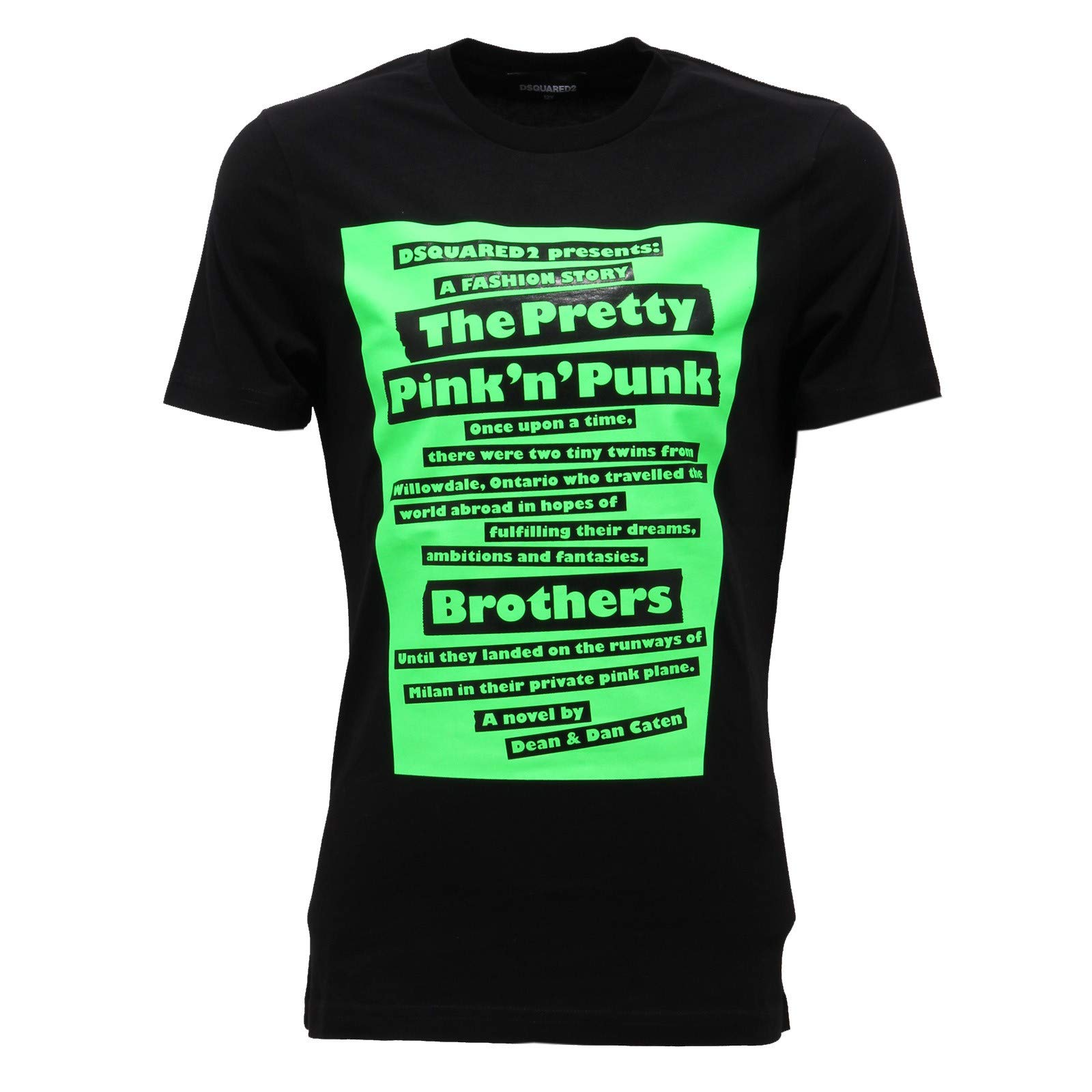 DSQUARED2 2338AB Maglia Bimbo Boy Cotton Black Green Fluo t-shirt