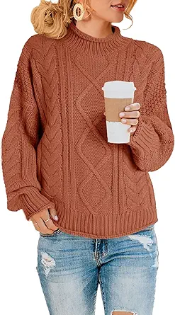 Saodimallsu Womens Turtleneck Oversized Sweaters Batwing Long Sleeve Pullover Loose Chunky Knit Jumper