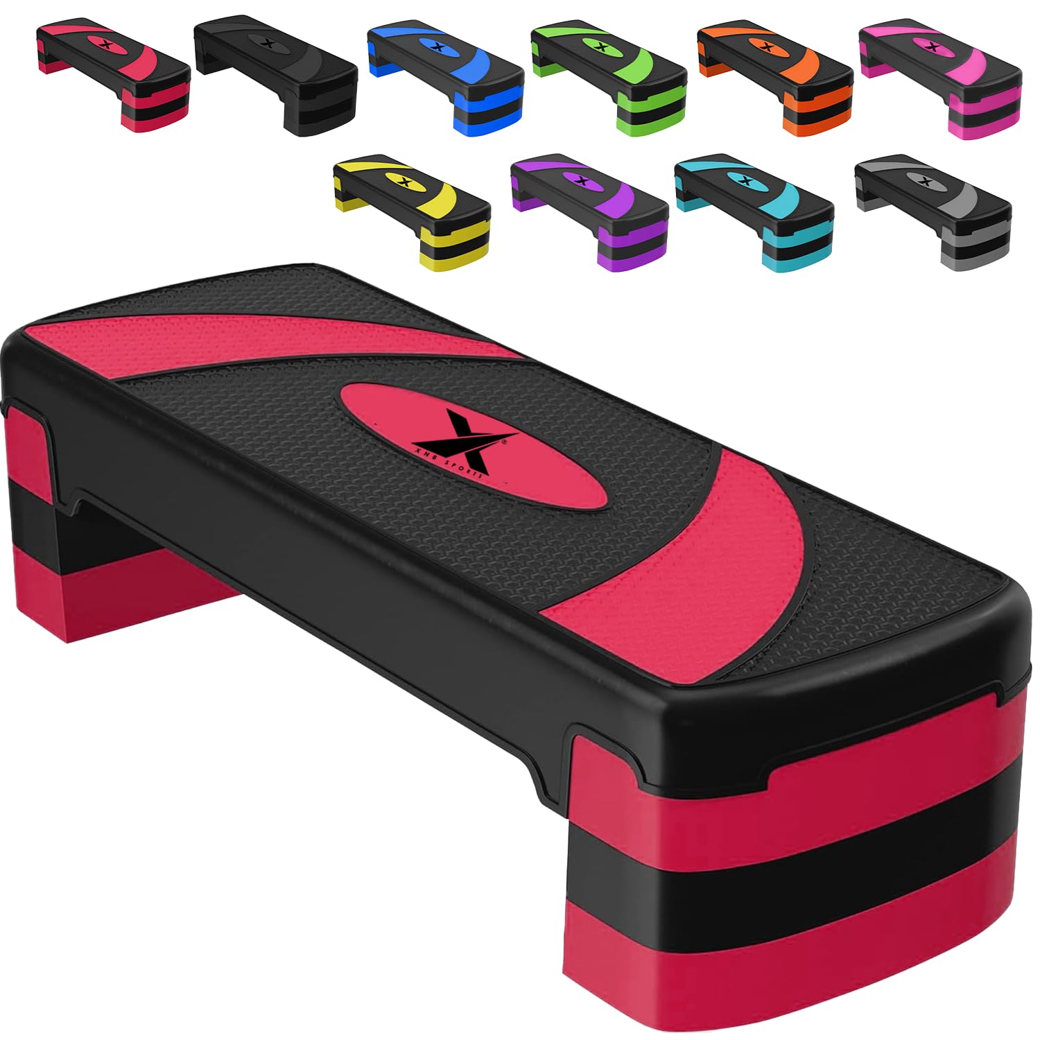 Xn8 Sports Steppers for Exercise Workout Adjustable Height 10cm 15 cm 20cm Sturdy Exercise Step for Gym, Aerobic Steps, Cardio Exercise and Stretching- Exercise Stepper for Home
