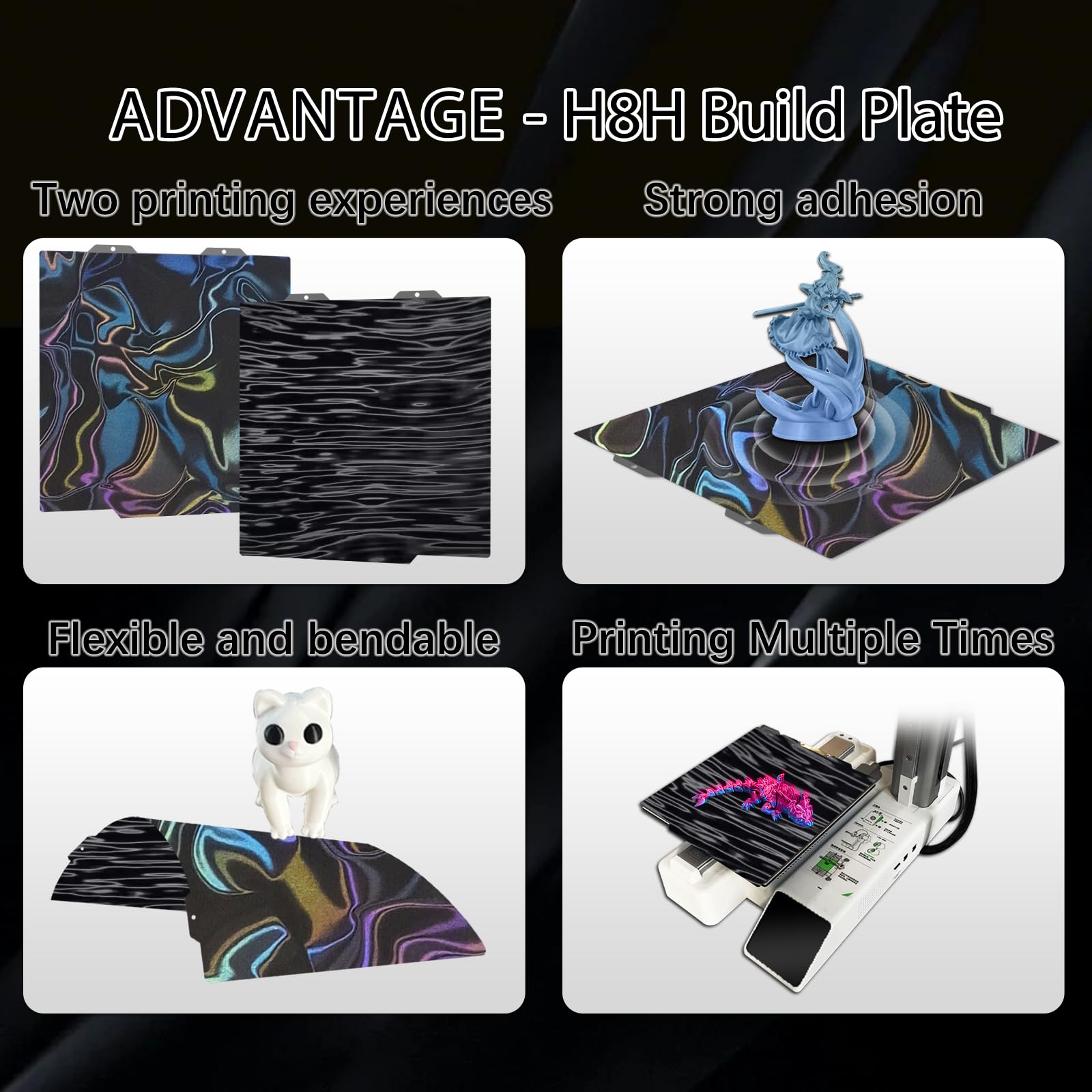 CryoGrip Pro Glacier 184x184mm Panda Build Plate For Bambu-Lab A1 Mini 3D Printer Double Sided Upgrade Build Plate Removable Surface Platform