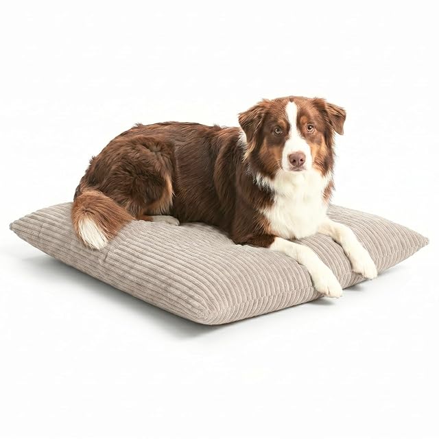 4L Textil ZOE Cojín para Perros, Mullido, de Pana para Perros, con Funda y Cremallera
