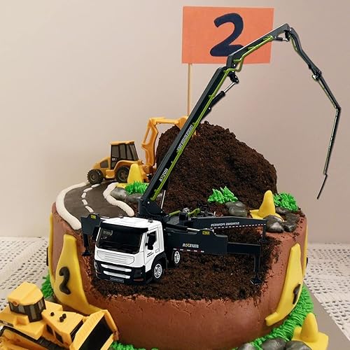 Miniatura 8 de Gemini&Genius Camión de bomba de hormigón de juguete para niños y niños pequeños, aleación 1-50 fundida a presión resistente con ruedas de hormigón,