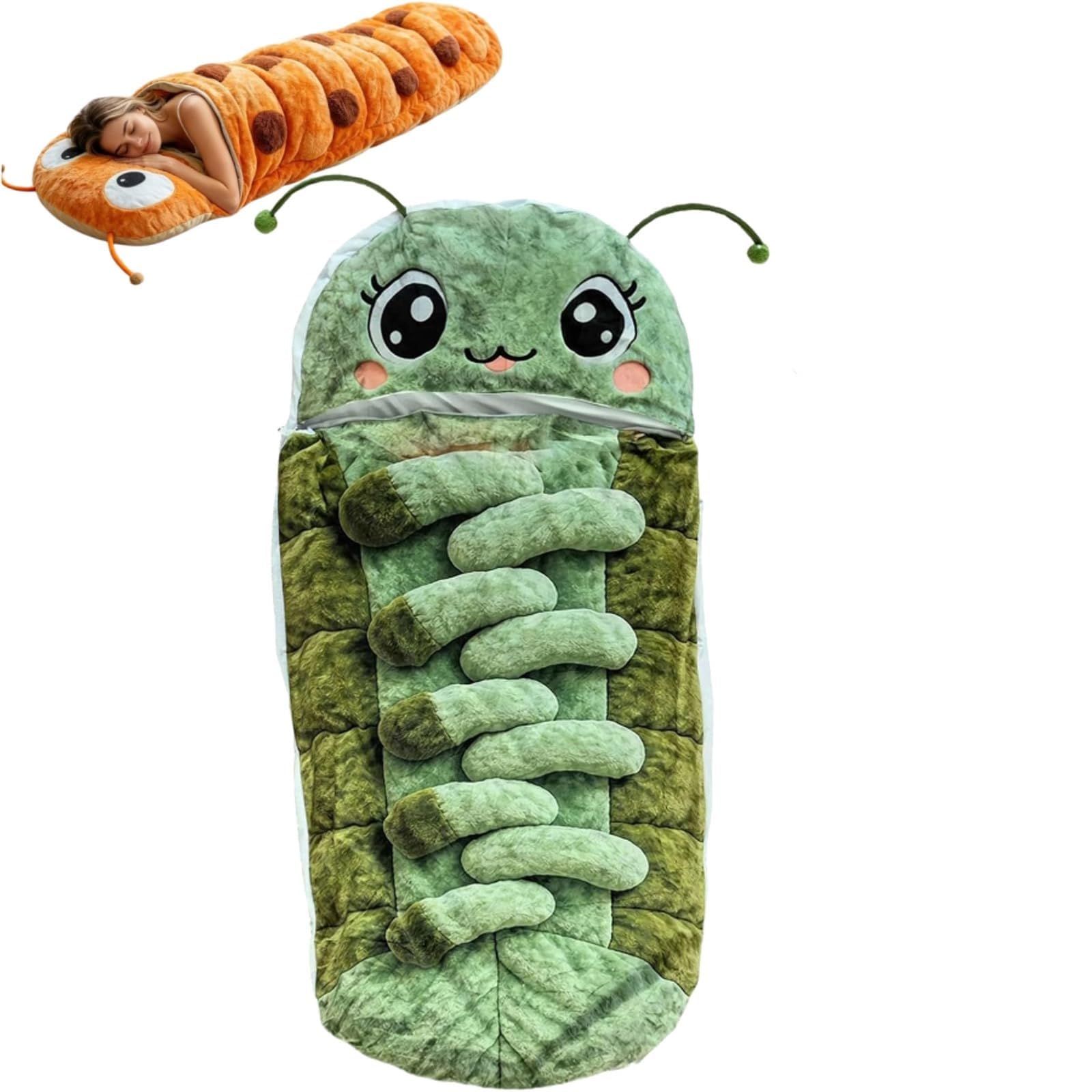 Hugging Caterpillar Schlafsack Plüsch Kokon Ganzkörperliege Indoor Nap Pod Zugkordel Umarmungssystem Lesenest Tierschlafsack Erwachsene