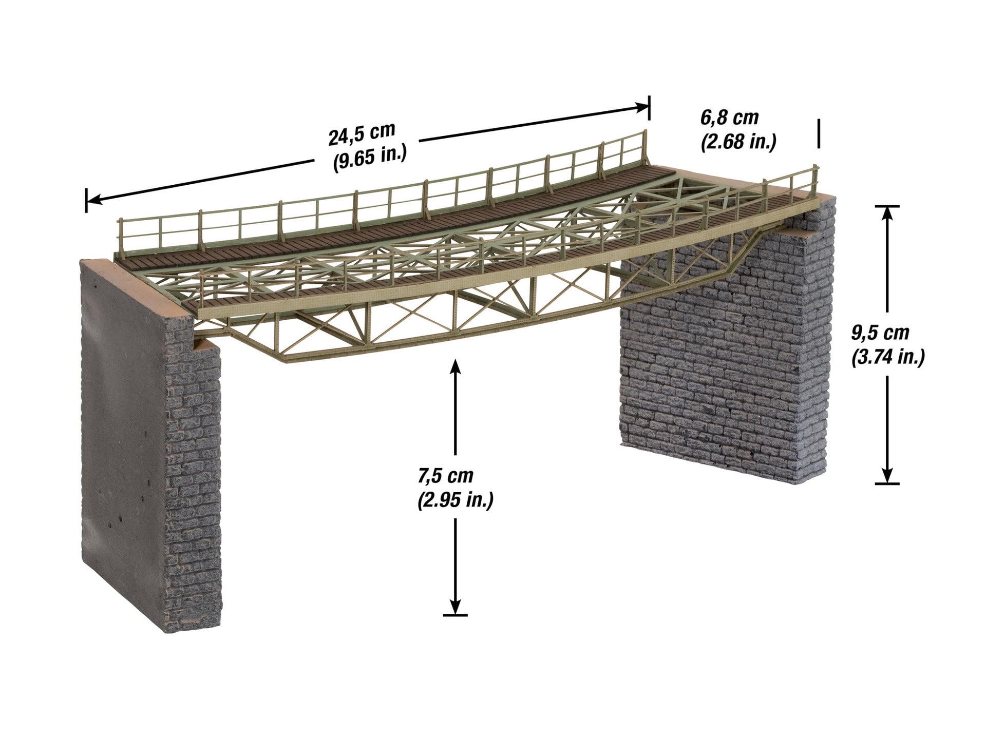 NOCH Brückenfahrbahn, gebogen, Laser-Cut Modellbau Brücke, 437 mm Radius, ideal für Spur H0 Dioramen