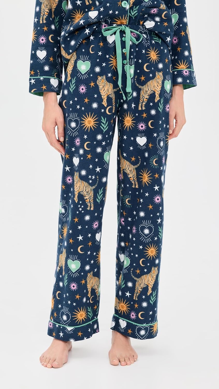 PJ Salvage womens Flannel Long-sleeve Top, Pant and Headband 3-piece Pajama Set - Image 5