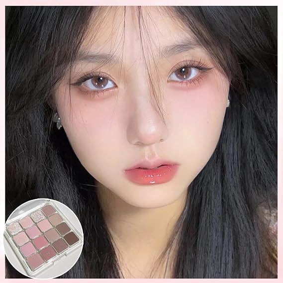 Pink Eyeshadow Palette, 16 Colors Glitter Matte Eye Shadow Pallets for Women, Pink Brown Tones Smokey Eye Makeup Palette, Long Lasting Blendable Pressed Powder Eyeshadow Makeup Gift