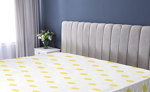 Miniatura 2 de Lunarable Sábana bajera ajustable de lunares, pequeños lunares amarillos retro sobre fondo liso, patrón circular de igual tamaño, ropa de cama de