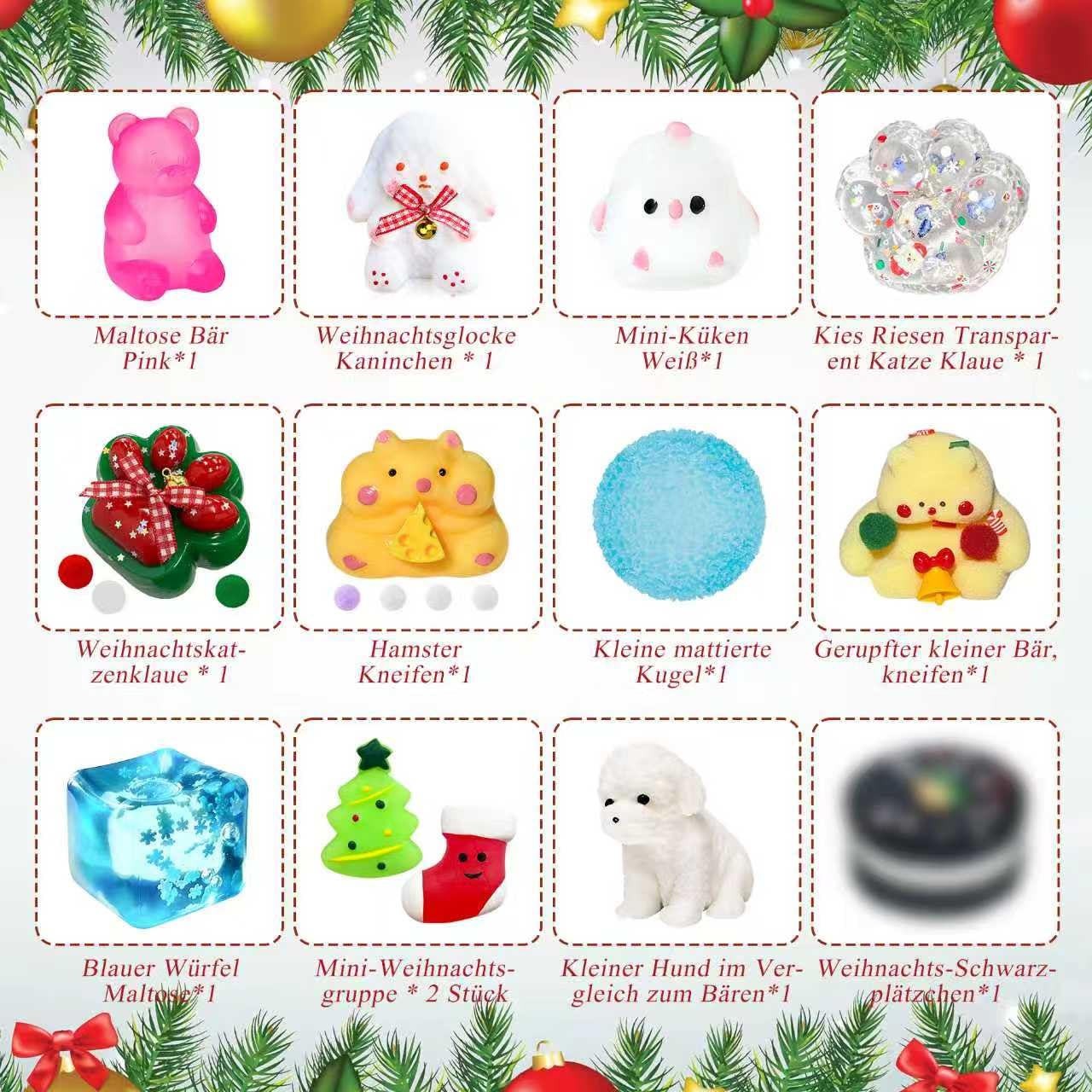 Fidget Adventskalender 2025-24 Tage Countdown Adventskalender Fidget Mini Set, Relief Stress Christmas Geschenk für Mädchen, Jungen & Party Geschenk