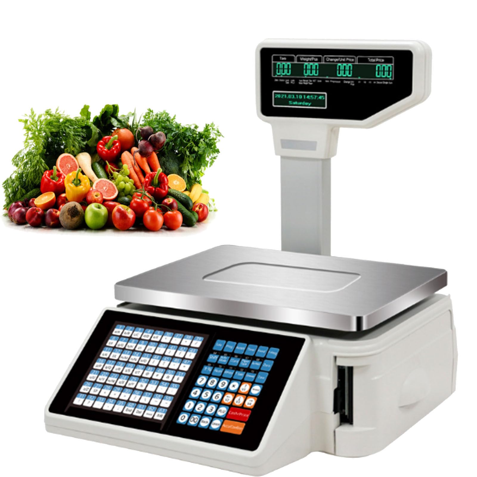 YNIYUJKL Digital Price Label Printing Scale With Thermal Label Printer,Commercial Digital Scale With Lcd Display,Food Retail Store,Supermarket Product Weighing,A