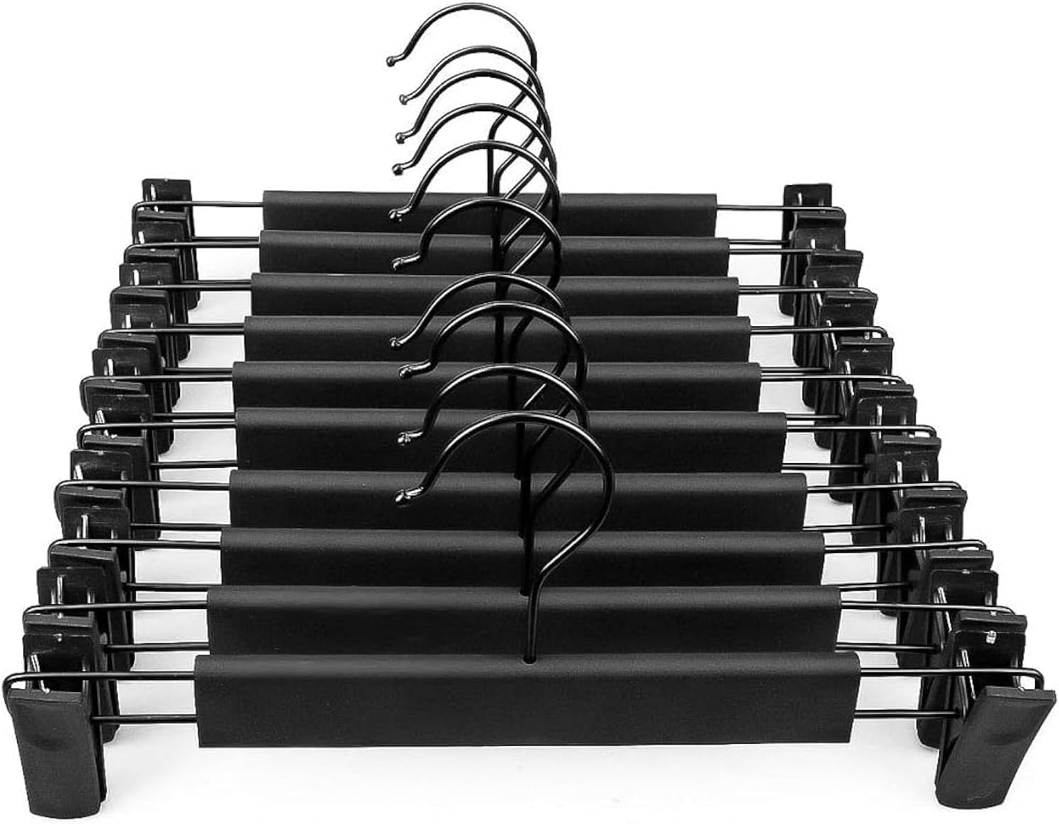 Pants Hangers Skirt Hangers,20 Packs Black Plastic Dress Trousers Hanger with Non-Slip Big Clips and 360 Rotatable Hook