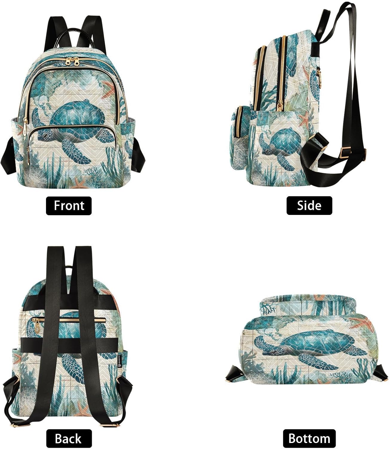 ALAZA Vintage Sea Turtle Mini Backpack Purse for Women Travel Bag Lightweight Shoulder Bag Fashion Daypack - Image 2