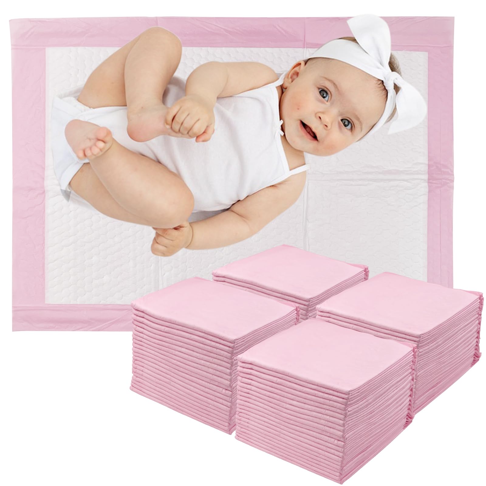 100 Pezzi 33 × 45 cm Traverse per Fasciatoi Monouso, Super Assorbente Traversine Neonato Fasciatoio, Getta e Getta Multiuso, Uscinetti per Cambio Incontinenza, Ultra Morbido, Impermeabile