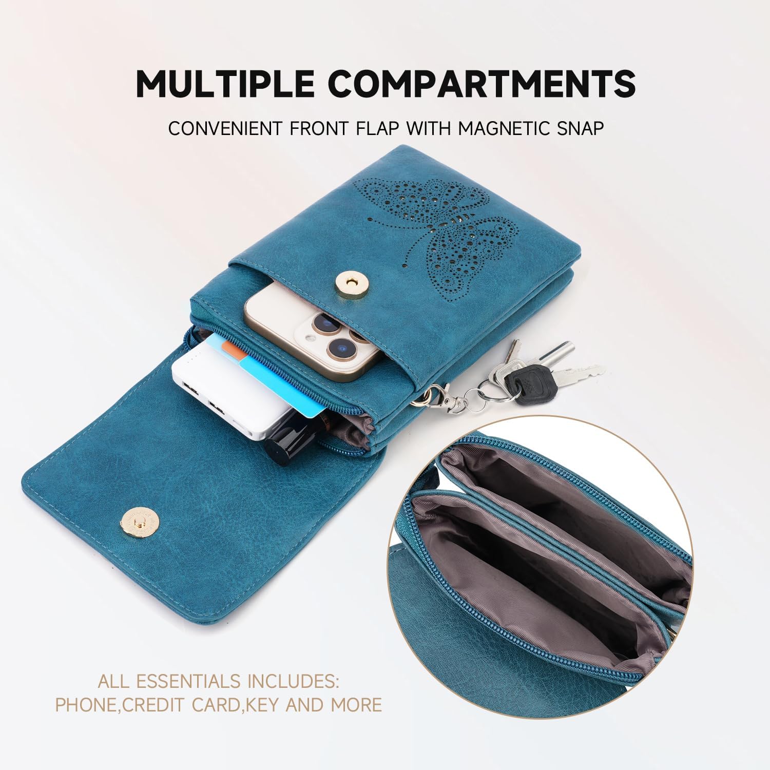 Leather Small Crossbody Bags for Women Trendy Cell Phone Bag Wallet Purses Butterfly Design - Image 3