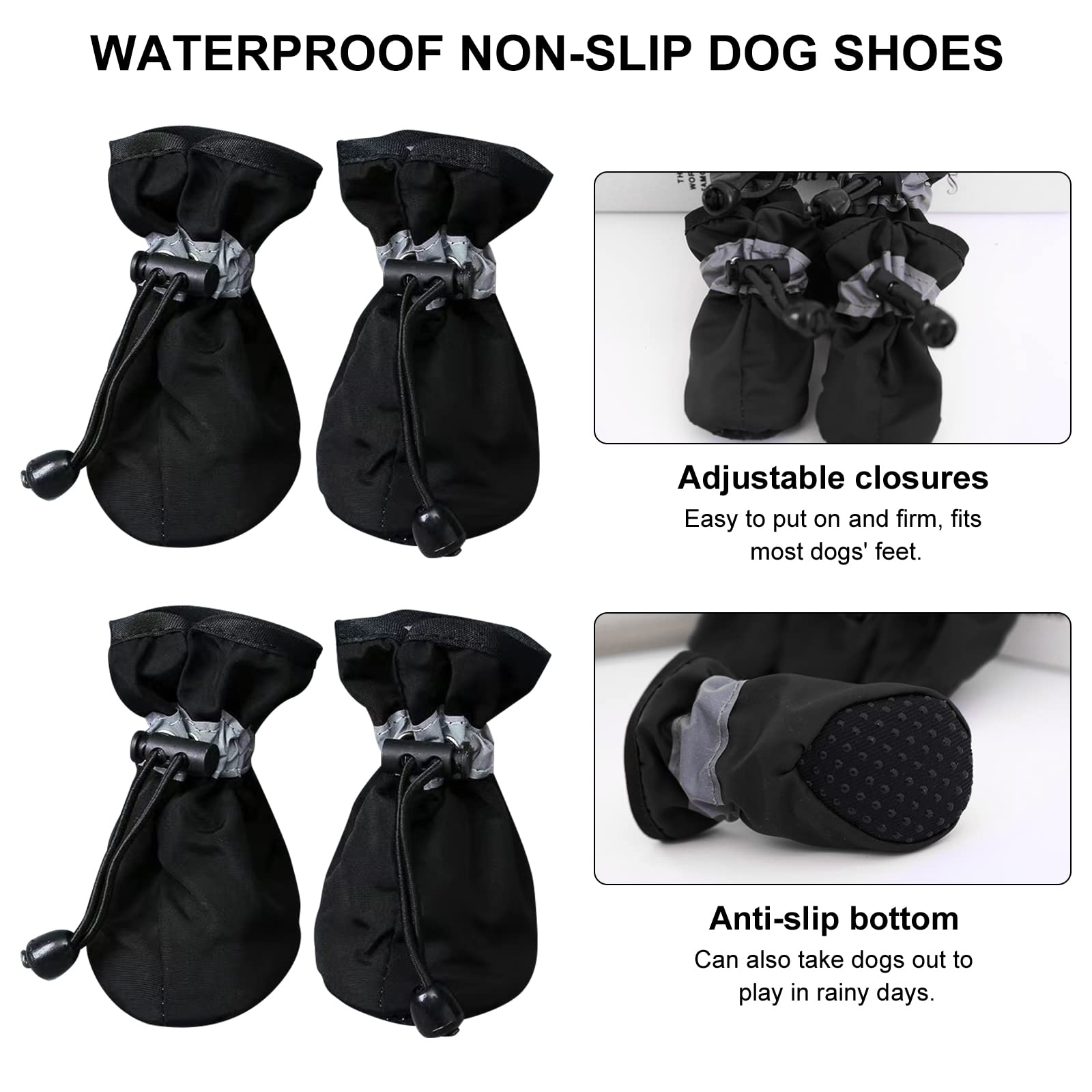 Scarpe Antiscivolo Per Cani - 4 Paia Con Suola Morbida E Cinghie Riflettenti | Protezione Zampe - Foto 13