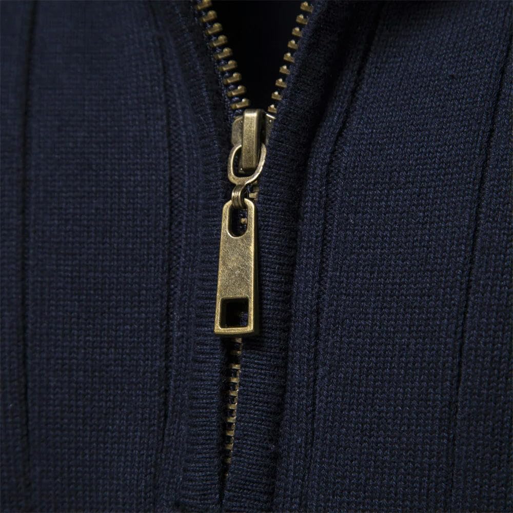 ZBDZSW Autunno Cerniera Pullover Maglioni per gli Uomini Caldo Inverno Collo Stand Cotone Maglione Lavorato A Maglia