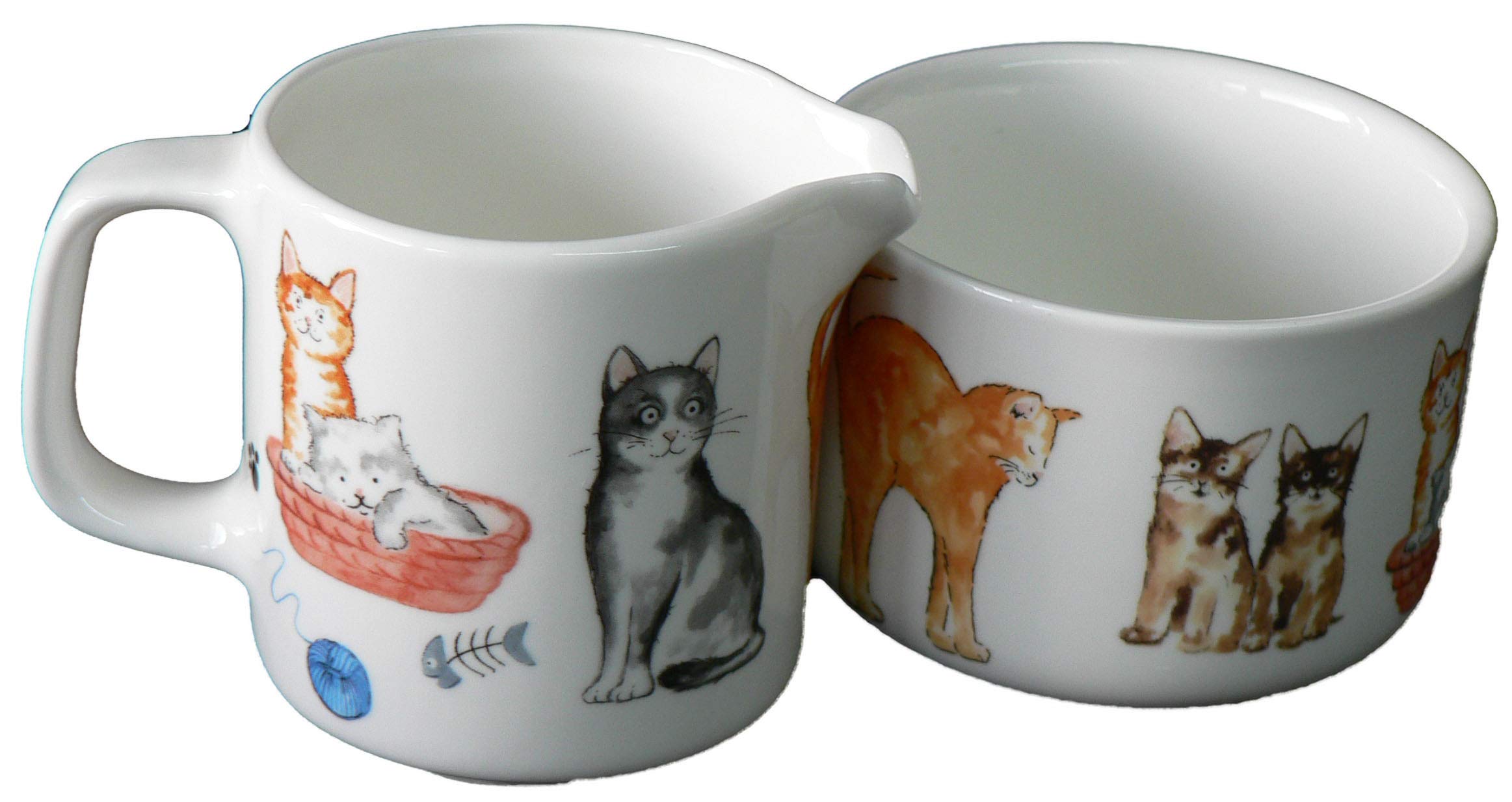 crackinchina Cats milk jug and open sugar bowl set