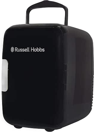 Russell Hobbs Mini Cooler RH4CLR1001B, 4 L/6 Can, Portable Mini Cooler and Warmer for Drinks, Cosmetics, Makeup, Skincare, AC/DC Power, Retro Style, Black, Bedroom, Home, Caravan, Car - View 2