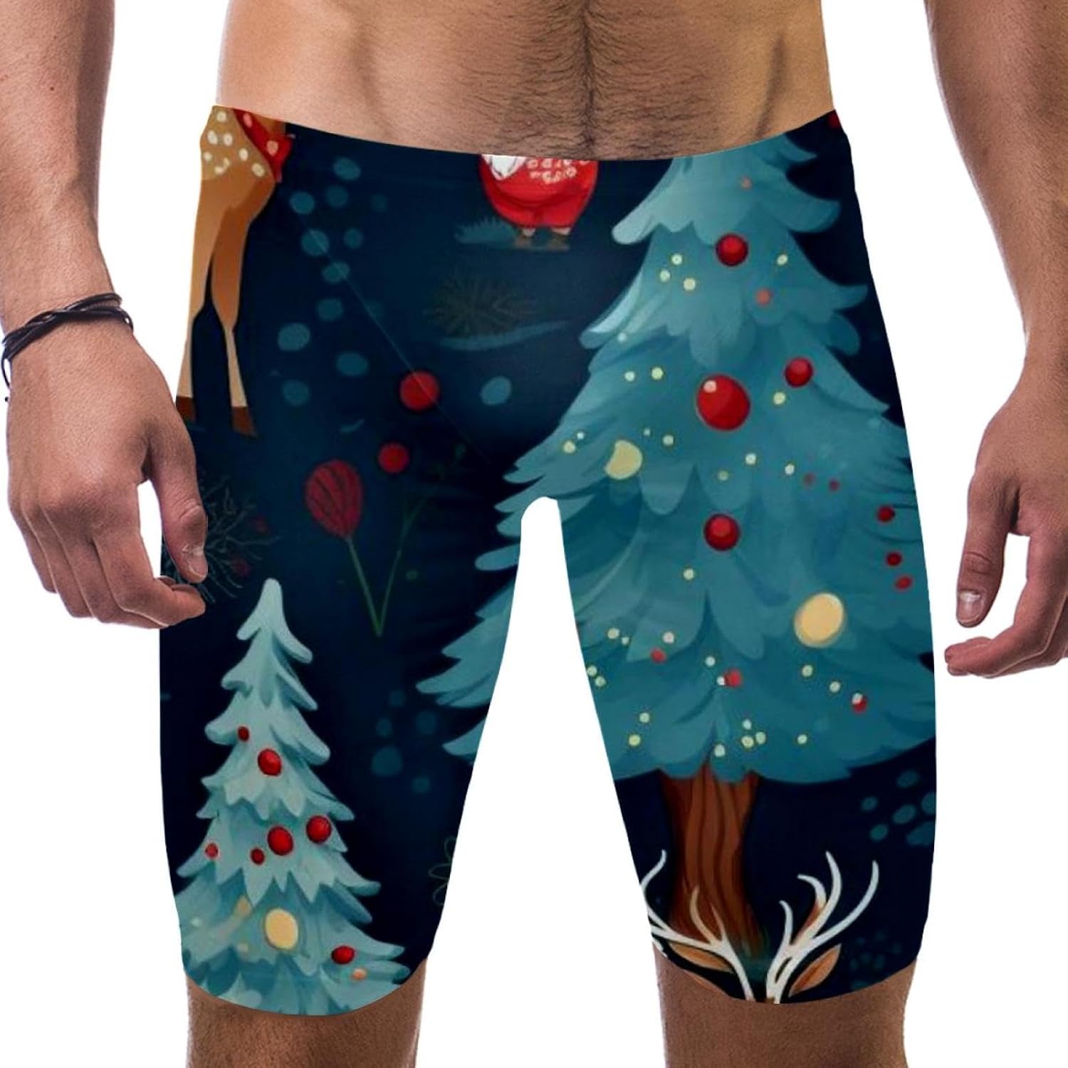 Christmas Elements Boy's Swimming Jammers Swimming Shorts for Men's Swimming Trunks Tight
