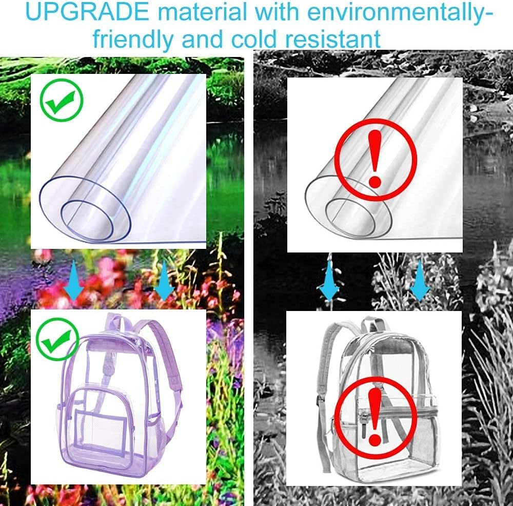 CCJPX 3Pcs Clear Backpack for Girls, School Transparent Bookbag, Heavy Duty See Through Backpacks for Teens Elementary - Image 3