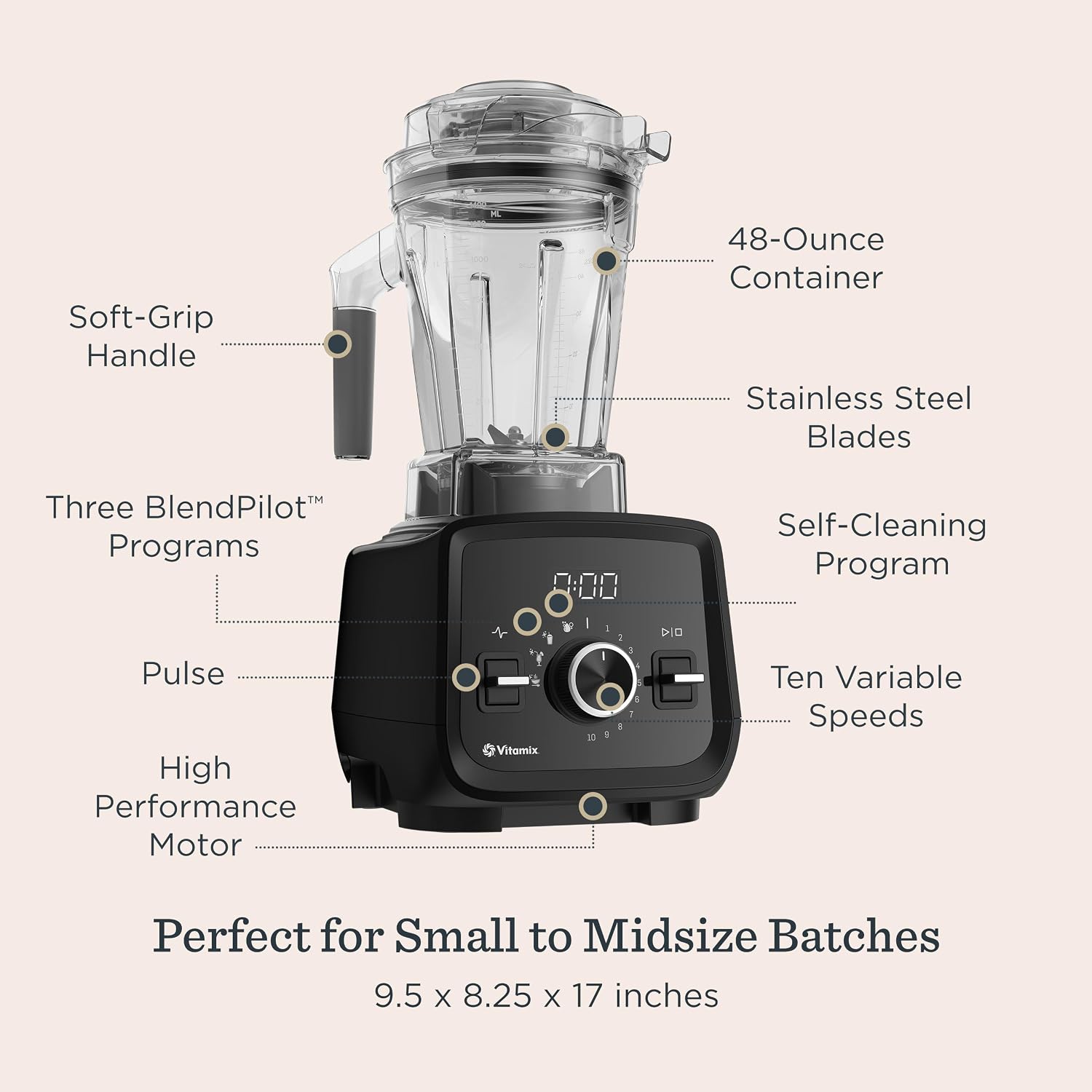 Vitamix VX3 Professional-Grade Blender, 3 Programs, Black