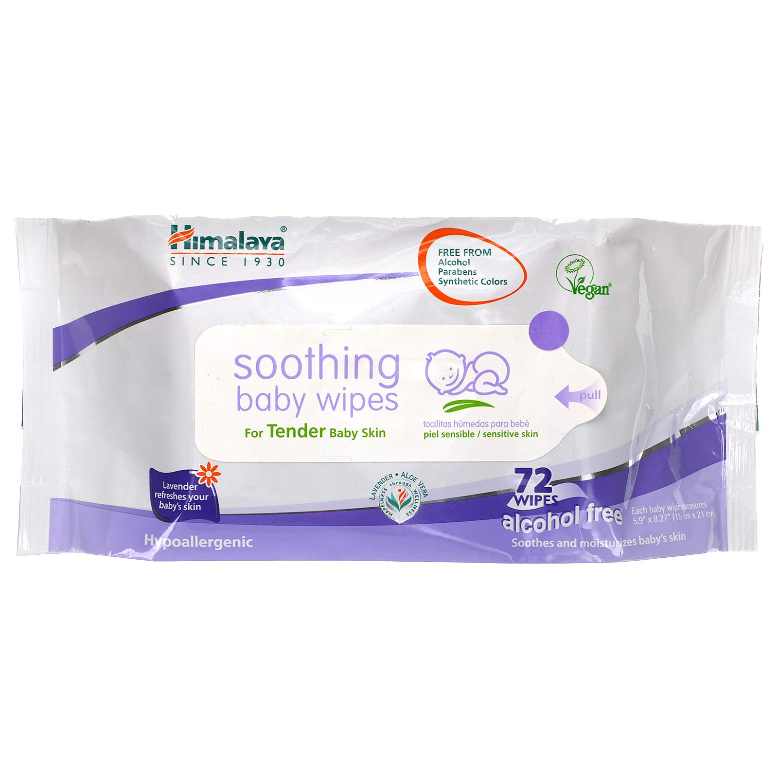 Himalaya Soothing Baby Calming Wipes for Soft, Clean, and Sensitive Skin,  72 wipes - Main Image