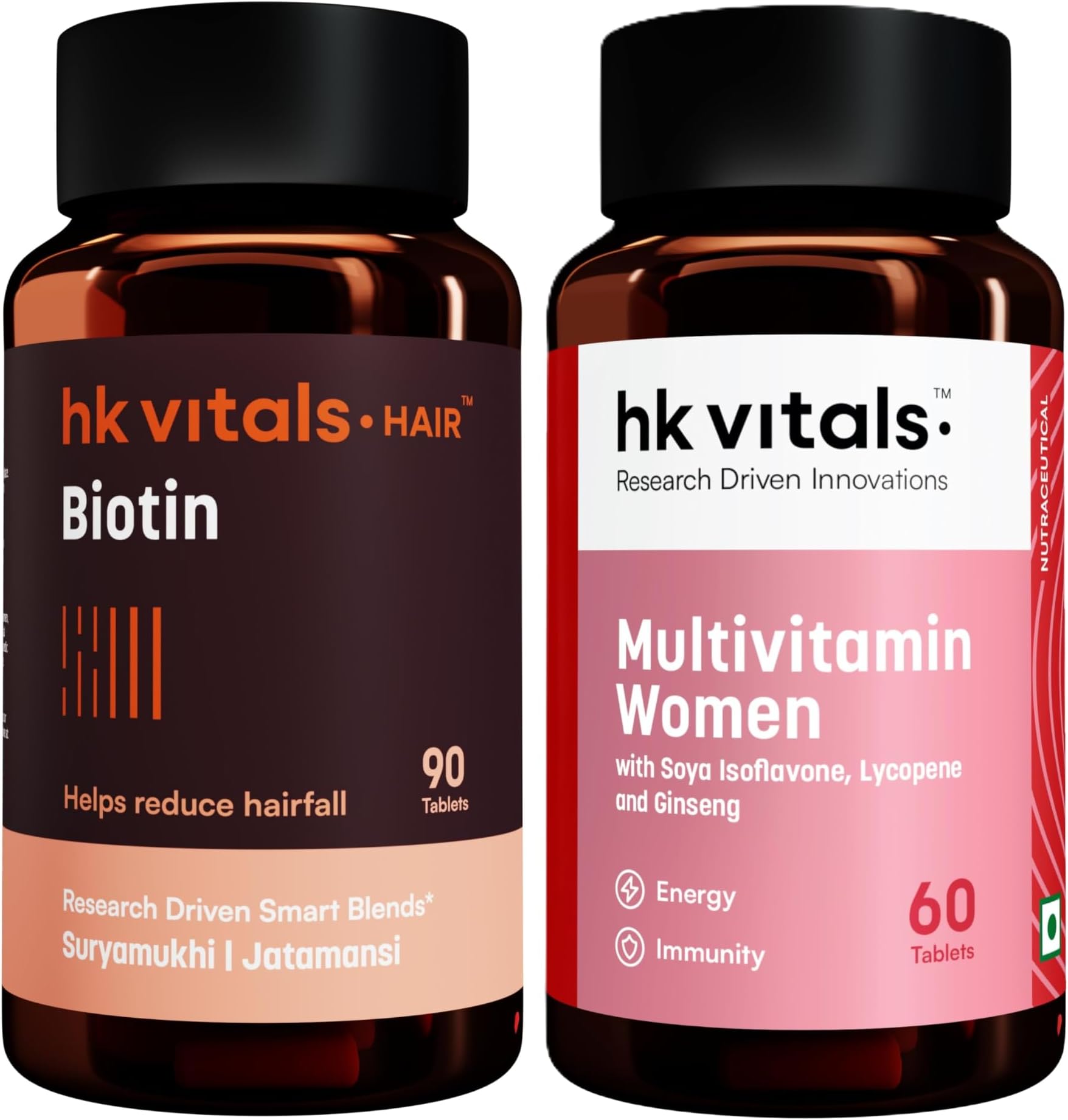 hk vitals Biotin, 90 Tablets + Multivitamin Women, 60 Tablets