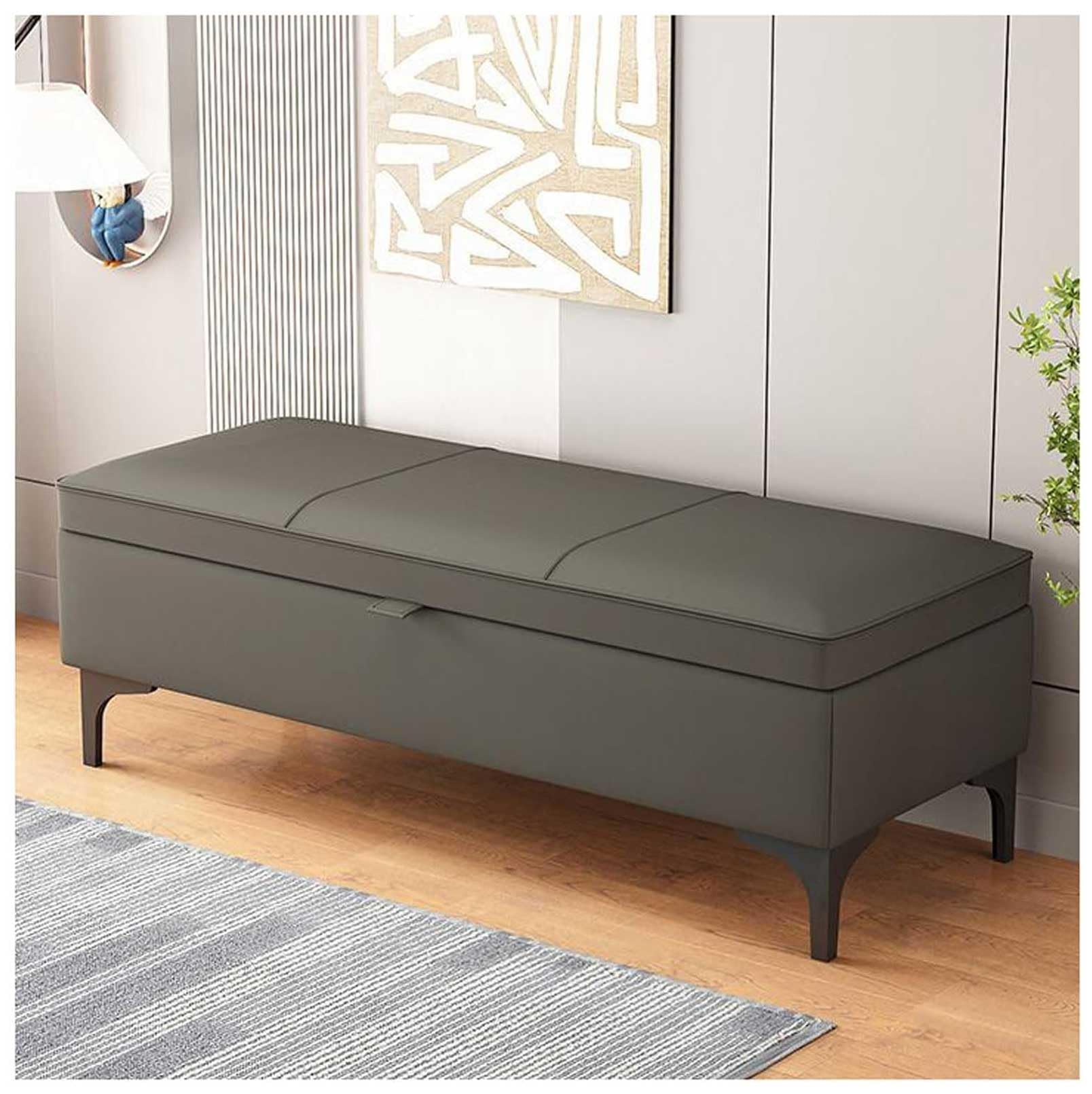 MSHGSKU Storage Bench Ottoman Pouf for Bedroom Shoe Rack & Footrest 500 LB Capacity Dark Gray 23x15x15in Ideal for Bedroom Entryway & Retail Spaces