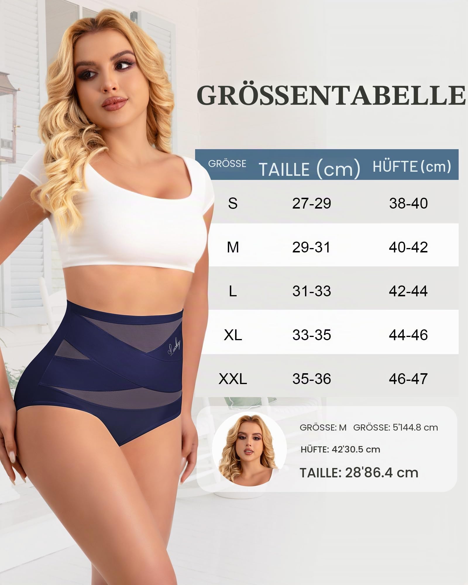 Damen Unterwäsche, Bauchweg, Hohe Taille Unterhosen, Stretch, Volle Abdeckung Panties, Atmungsaktiv, 4er Pack