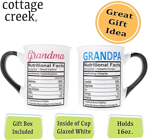 Miniatura 6 de Regalos para abuelos, taza para abuela, taza para abuelo, juego de 2 tazas de datos nutricionales para abuela y abuelo, anuncio de embarazo para