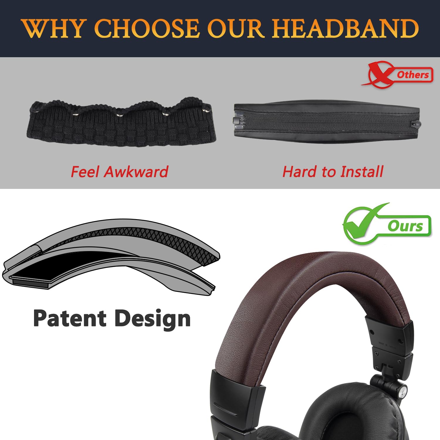 SOULWIT ochronny Osłona do Audio Technica ATH M50,M50X,M50XWH,M50XBT,M50XBT2,M50S/LE słuchawki pałąk opaski opaska na głowę,Łatwa instalacja DIY
