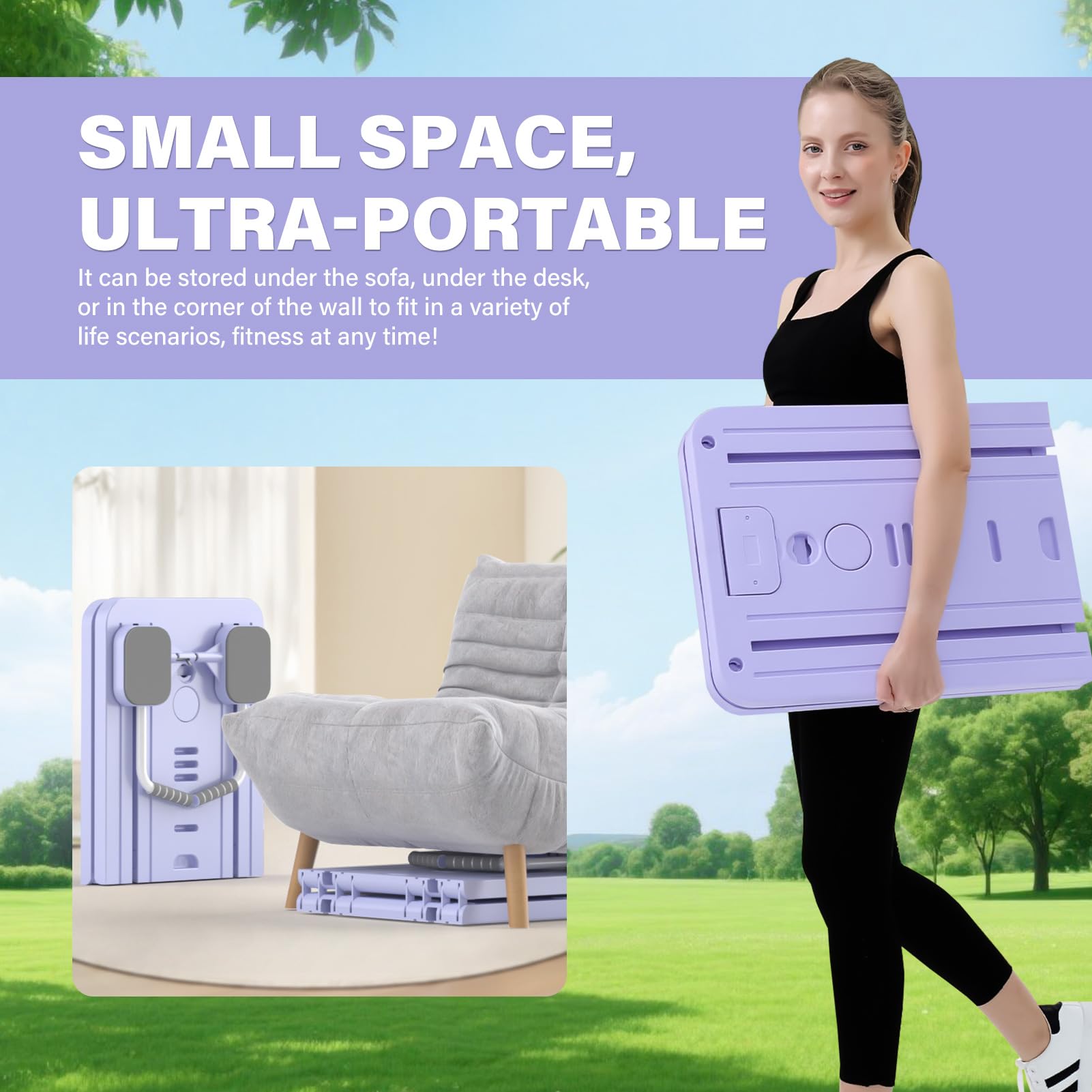 Set 5 in 1 per pilates riformatore, tavola da pilates con contatore a LED, rullo auto-rimbalzo, pieghevole, multifunzionale, per casa e palestra