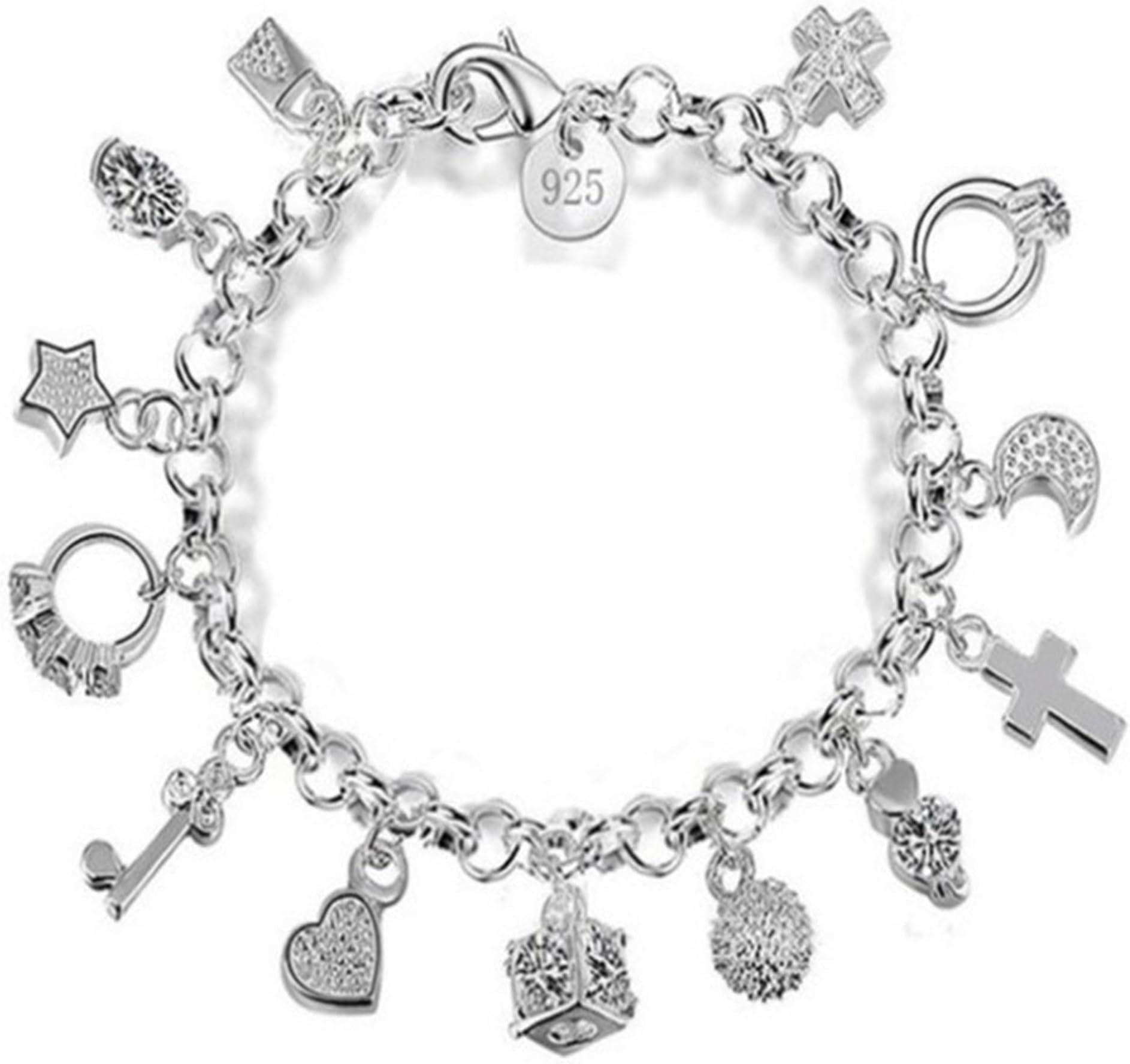 925 Sterling Silver Bracelets for Women Silver Charm Bracelet Jewelry