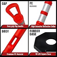 Vista 3 de Paquete de 3 juegos CJ Safety de 45 pulgadas, cono de delineador naranja con base de goma resistente de 10 libras, 2 bandas reflectantes