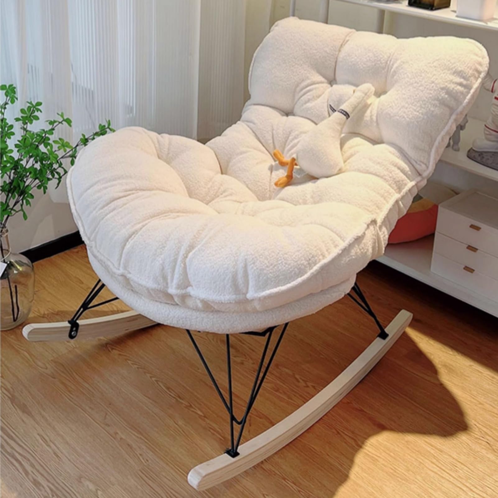 Outdoor Patio Rocking Chairs, Indoor Rocking Chair Comfy Rocker Chair with Thick Cushion, Modern Lounge Chair for Porch, Garden, Patio, Backyard
