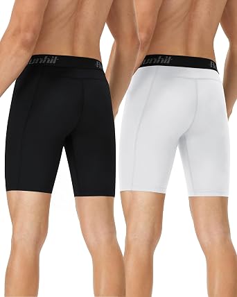 Runhit 1 or 2 Pack Compression Shorts Men, Anti Chafing Moisture Wicking Underwear Base Layer Shorts, Quick Dry Spandex Fabric Sport Tights Undershorts for Running Gym Cycling Yoga Workout