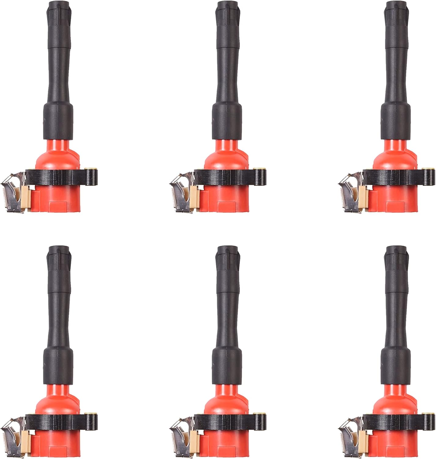 ENA Pack 6 Red Ignition Coils Compatible with BMW 323Ci 323i 323is 325i 325Ci 325Xi 328i 328is 330i 330Ci 330Xi 525i 530i 528i M3 Z3 750iL 850Ci Freelander V6 V12 for UF354 UF300 IC417 2.5L L6