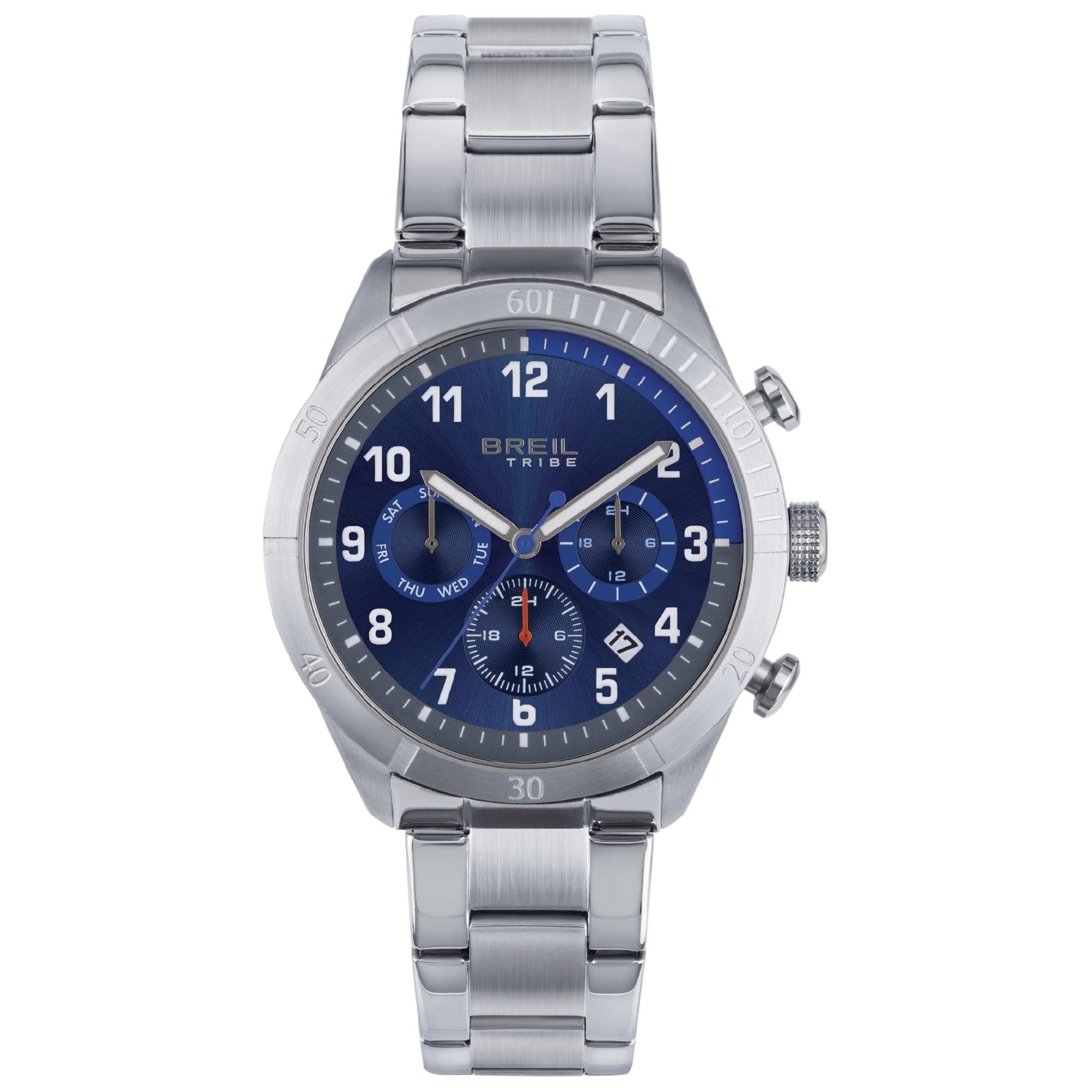 Breil Orologio Uomo, Bracciale in Pelle, Acciaio, Cassa 41 cm | Collezione MATE, Movimento Quarzo Analogico, Resistente all'acqua 50 metri, Idee regalo Uomo