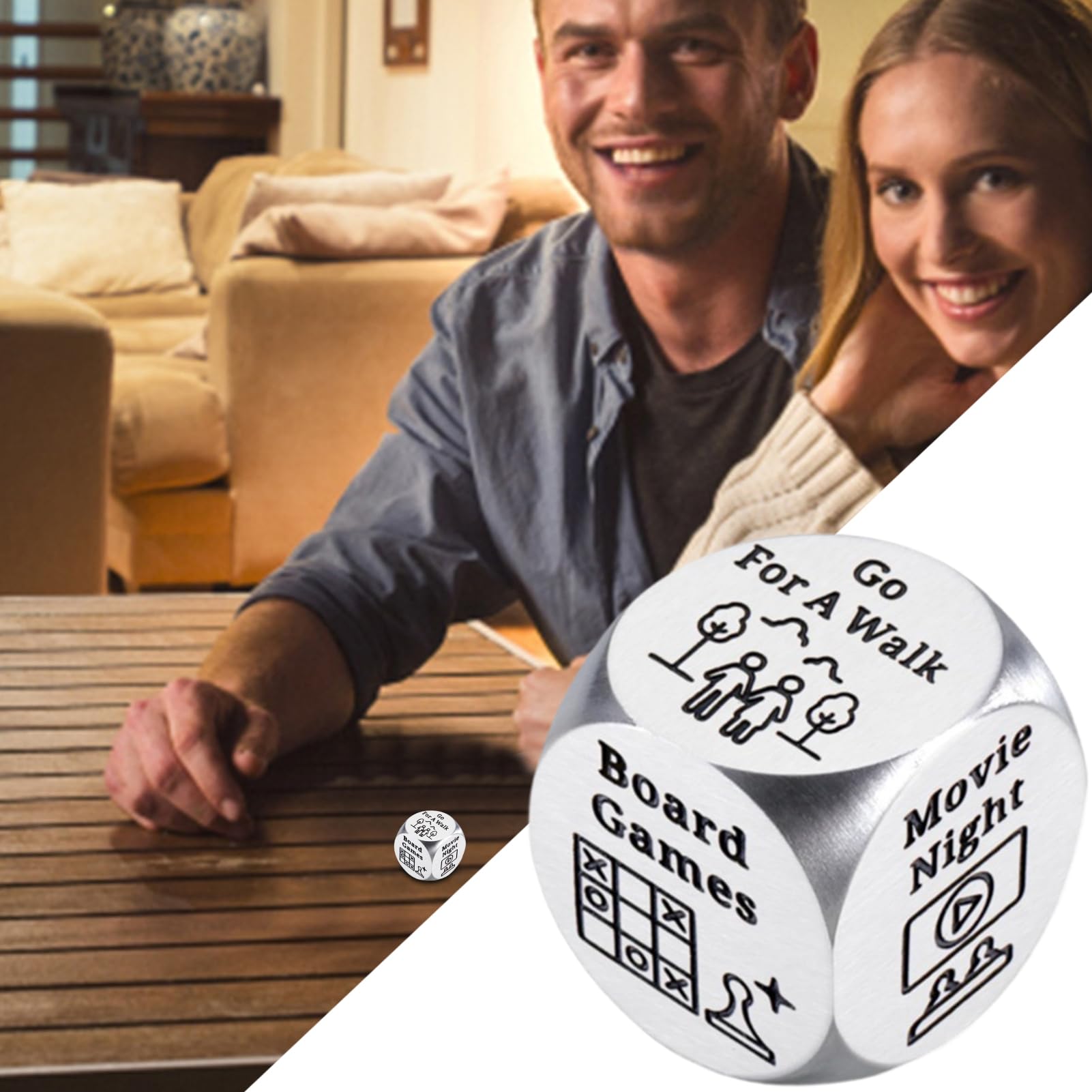 Cube De Décision En Acier Inoxydable – Dés De Date Night Pour Couples – Idées D’activités Gravées (jeux, Cuisine, Voyage…) – Accessoire Anti-indécision Pour Rendez-vous