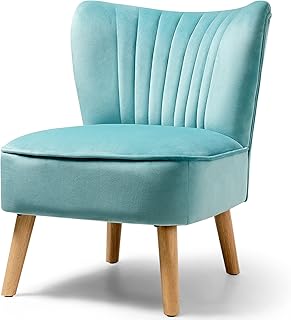 14 Blue Living Room Ideas for Calm Bright Modern Appeal 28 KOTEK Velvet Accent Chair, Modern Armless Accent Chair w/Solid Rubber Wo...
