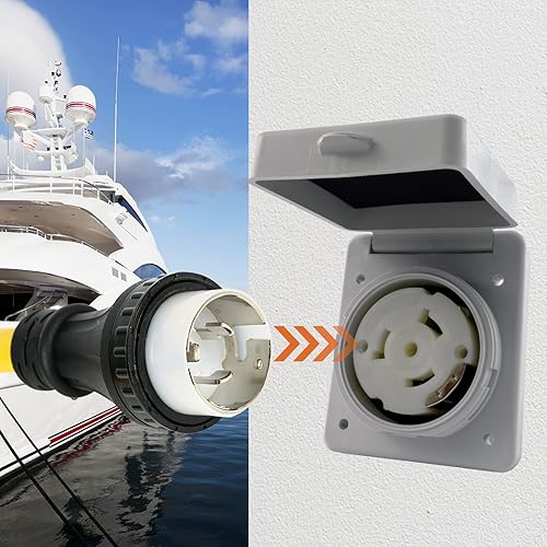 Miniatura 8 de Adaptador eléctrico de alimentación marina para RV, SS2-50P macho 50A enchufe a (2) L5-30R hembra doble 30A receptáculo marino de alimentación