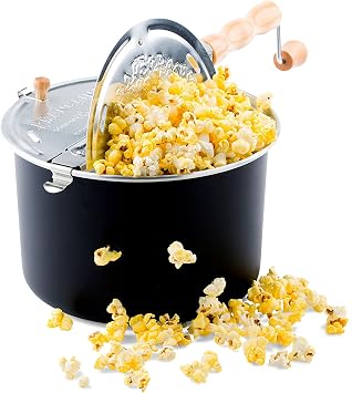 Franklins Gourmet Popcorn Popper - 6 Quarts Original Stovepop Popcorn Maker - Delicious & Healthy Movie Theater Popcorn - Homemade Popcorn Machine Just Like the Movies