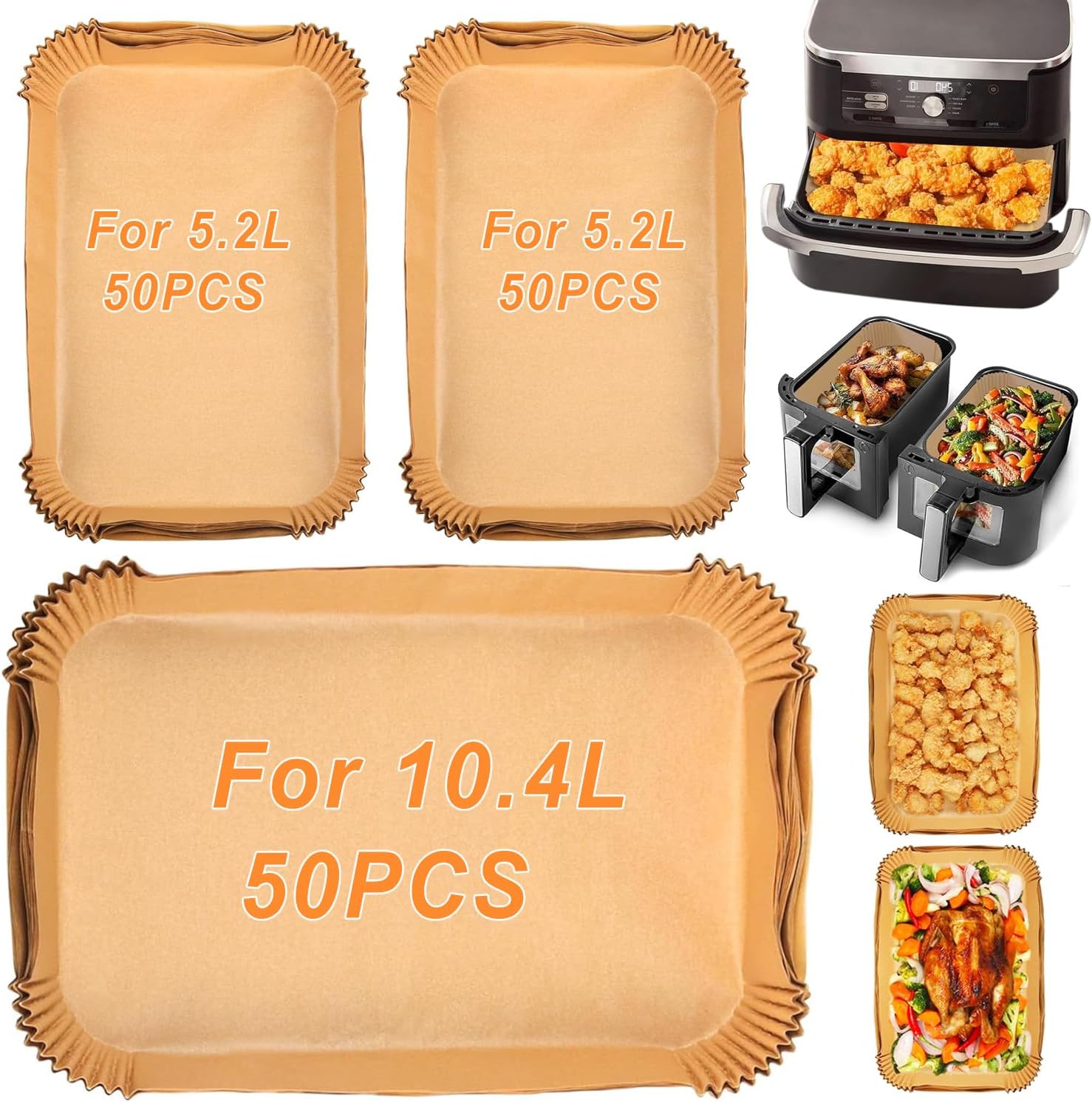 Feelhap 150 Stück Airfryer Backpapier - Für Ninja AF500EU Heißluftfritteuse