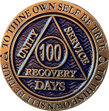 100 Days AA Medallion Reflex Antique and Blue Color Bronze Chip