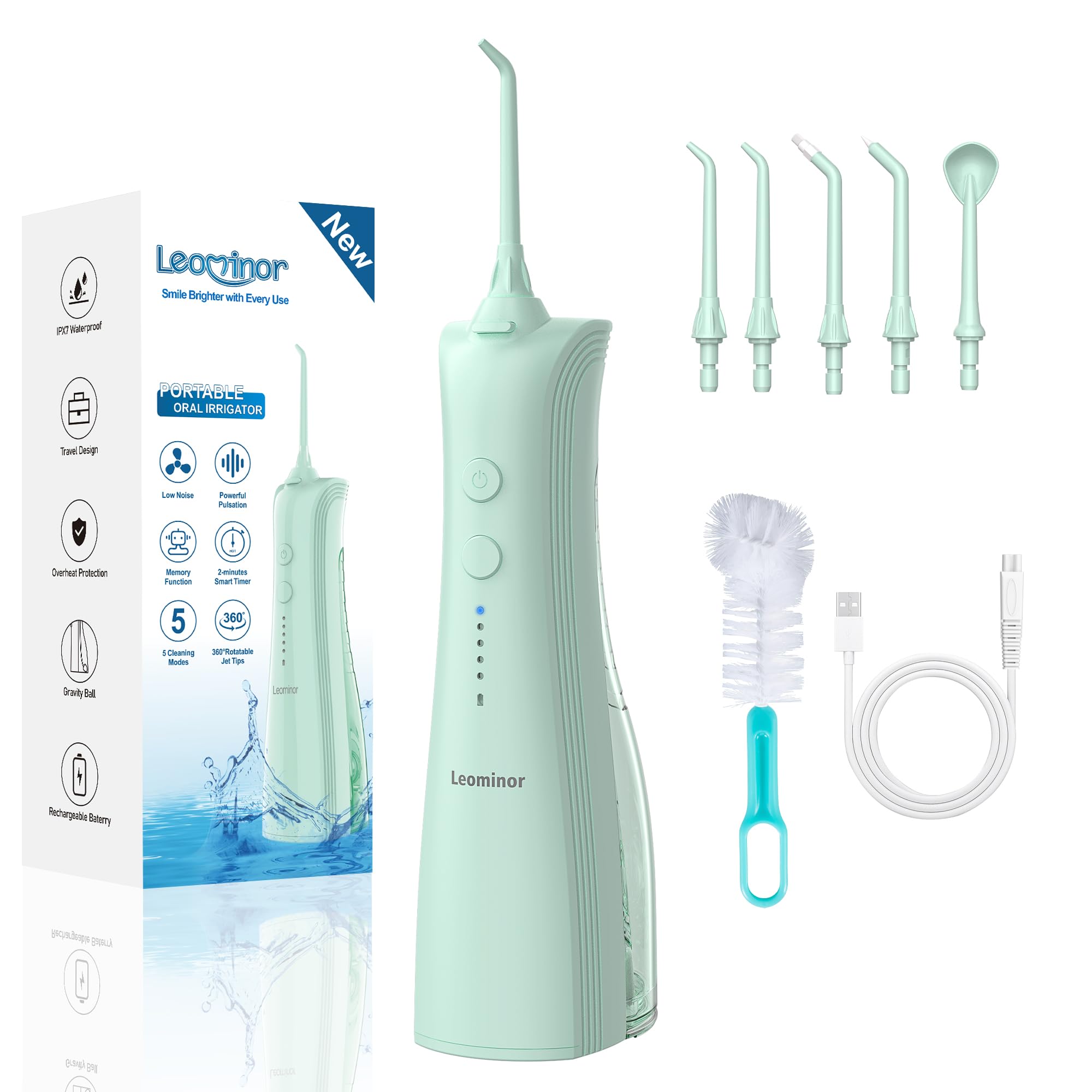 Leominor Water Flosser - Cordless Oral Irrigator -12